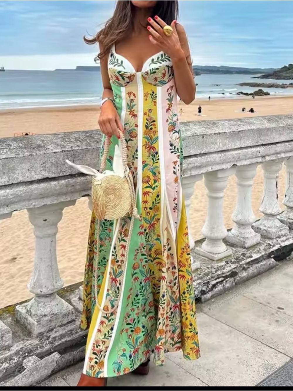 FARM Rio Mint & Yellow Floral Panel Maxi Dress - Picture 3 of 15